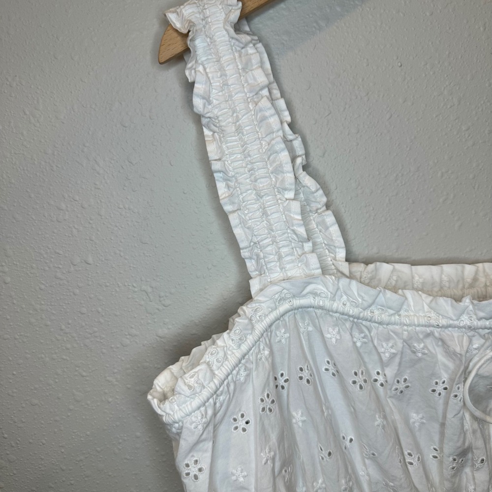NWT GAP x DOEN Eyelet Midi Dress Women Large White Smocked Tiered Cottagecore - Picture 10 of 16